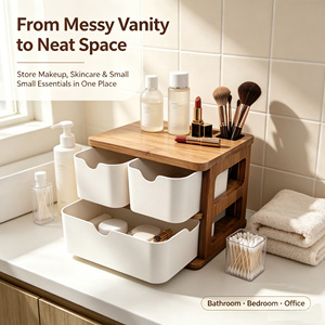 Boîte de rangement de bureau durable et biodégradable en <span class=keywords><strong>fibre</strong></span> de bambou et amidon de maïs sans plastique avec tiroir intégré - Product Image 6