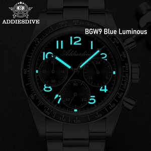 นาฬิกาโครโนกราฟ OEM Dial logo กันน้ำ 10BAR แสดงเวลาสองเขตเวลา เรืองแสง ตัวเรือนสแตนเลสสตีล ควอตซ์ สำหรับผู้ชาย รับสกรีนโลโก้ - Product Image 5