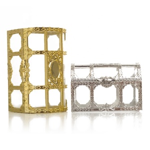 Wholesale sales Treasure Chest Box Gold and Silver Plastic Wedding clear jewelry storage box