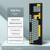 Keyboard Mekanik Tri-Mode K98pro 2.4G/BT/Kabel Hot-Swap Gasket Gaming Keyboard RGB Keycaps Side-Printed Win//Office