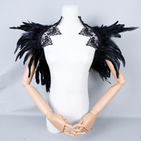 Chal de Plumas Gótico Unisex, Suave, Cosido a Mano, Color Personalizado, Talla Personalizada, para Bodas, Pasarela, Cosplay, Halloween, Fiestas de Baile