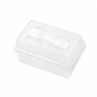 Rechthoekige verhoogde deksel PET mousse tiramisu mousse pudding cake bakblik met lepel, eenmalig gebruik, transparante voedselverpakking