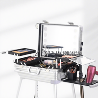 Valise de maquillage intelligente à écran tactile LED, verre trempé anti-explosion, cadre en aluminium PC, poignée souple, grande capacité