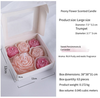 Handgemachtes Umweltfreundliches Sojawachs Aromatisches Geschenkset Heim-Pfingstrose-Rosen-Kerze Aromatherapie-Set für Valentinstag Neuartige Kerzen