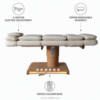 Table de soin électrique à 3 moteurs avec colonne en bois massif, hauteur réglable, pour salon, spa, tatouage, microblading et soins du visage