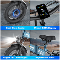 Vélo électrique pliable, batterie amovible 48 V 15 Ah, vélo électrique 35-50 km, pneu gras 20 x 4,0 pouces, vélo électrique 7 vitesses tout terrain