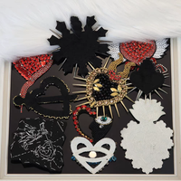 Applique en tissu 3D en forme de cœur de luxe avec strass et diamants - Accessoire décoratif à coudre pour sacs, chapeaux, robes