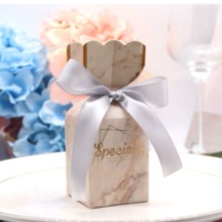 Boîte cadeau personnalisée en forme de bonbon avec feuille d'or, vente en gros, pour mariage, remerciement, emballage de bonbons, boîte en papier avec ruban