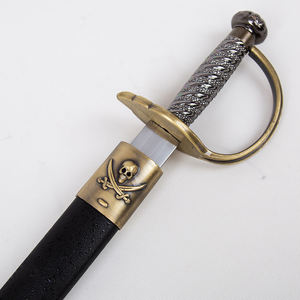 Épée Courbée de Pirate <span class=keywords><strong>des</strong></span> Caraïbes Jack Sparrows 71 cm - Âge d'Or du Piratisme, Poignée Simple, Cutlass de Pirate avec Éléments de Crâne - Product Image 2