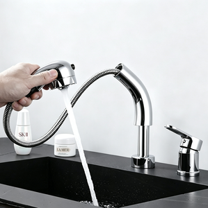 Robinet de cuisine moderne monocommande en acier inoxydable 304 avec douchette extractible et cartouche céramique, à poser sur plan - Product Image 2