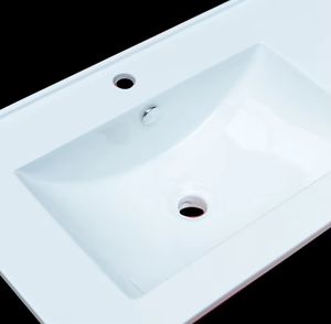 Lavabo de Cerámica Rectangular Delgado Blanco de un Solo Orificio, Moderno, con Certificación CUPC, para Baño - Product Image 3