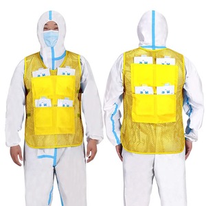 Chaleco Refrigerante de Malla con Bolsas de Hielo para Protección Exterior, Alivio de Altas Temperaturas para Hombres, Ropa de Senderismo, Diseño Separable Azul y Amarillo - Product Image 3