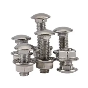 M8 M10 M16 M20 18-8 Stainless Steel ANSI AISI INOX SS SUS 304 316 316L A2 A4 70 80 Carriage Screw With Nut And Washer DIN603
