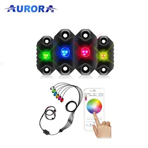 Aurora 6ชิ้นไฟ LED RGB สำหรับรถบรรทุกยานพาหนะ-อุปกรณ์เสริมรถ ATV Rock Lights