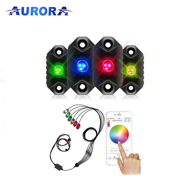 Aurora 6 PCS LED RGB Rock Lights Trucks Vehicles-accessories ATV Rock Lights