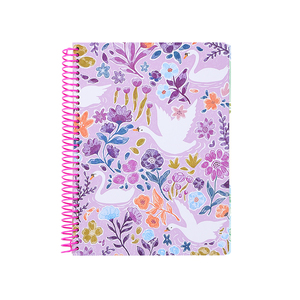 Carnet de notes spirale A4 imprimé avec motifs floraux féériques, couverture en papier et 120 feuilles, idéal pour un cadeau scolaire - Product Image 2