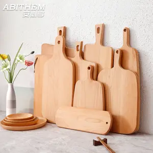 Placas de cozinha sólidas, fabricantes de maçanetas personalizadas de madeira para pizza, queijo, cortar e cortar com alça