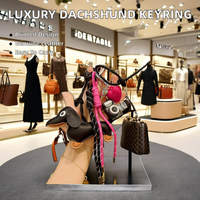 Luxe de haute qualité teckel porte-clés en cuir PU tissage corde sac à main breloques accessoires porte-clés avec chiot chien porte-clés