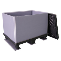 Palettes en plastique pliables réutilisables, empilables, emboîtables, avec couvercle ondulé, écologiques, recyclables, pour entrepôts de grande capacité