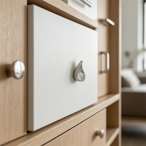 Poignée de meuble moderne en alliage de zinc, motif coquille, forme goutte d'eau, à trou unique, pour tiroir, commode, armoire, finition rétro de luxe léger - Product Image 1