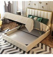 Ensemble de meubles de chambre à coucher en bois moderne, cadre de lit en cuir et tissu velours, lit king-size, lit de luxe avec cadre plaqué or, tête de lit