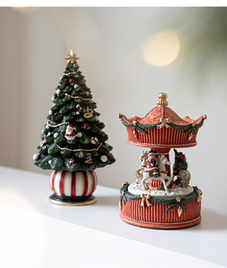 Boîte à musique carrousel de Noël avec figurine de Père Noël en résine, cadeau pour elle, idéal pour le dropshipping Shopify et les fêtes - Product Image 6
