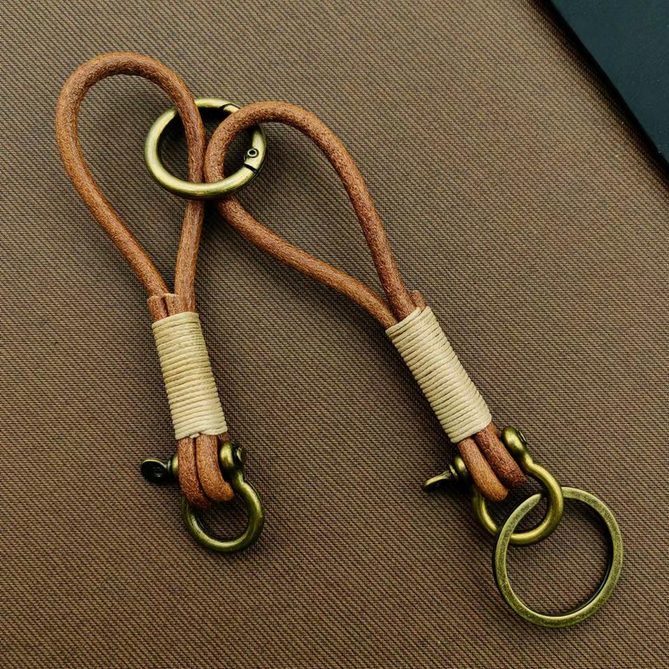 Knotted Rope Key Rings Super Hot Handmade Alkaline Water Knot Bread Leather Rope Retro Spring ...