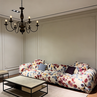 Italienisches Designer-Blumensofa-Set Einzigartig Bedruckter Plüschstoff Sektionale Couches Komfortabler Ästhetischer Lounge-Sitzsack