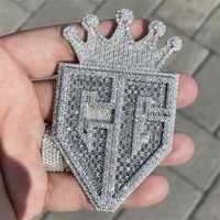 Collier pendentif personnalisé style hip-hop avec lettres et portrait en moissanite argentée, plaqué or, bijoux glacés pour streetwear