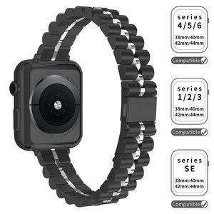 Keepwin Bracelet métallique en acier inoxydable pour montre Apple IWatch 40 SE Bracelet rose Bracelet noir pour IWatch 49 45 44 42 41 40 38 mm - Product Image 2