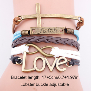 Hope Faith Love Cross Bracelet en cuir PU pour fils Anniversaire Noël Cadeaux de Pâques - Product Image 2