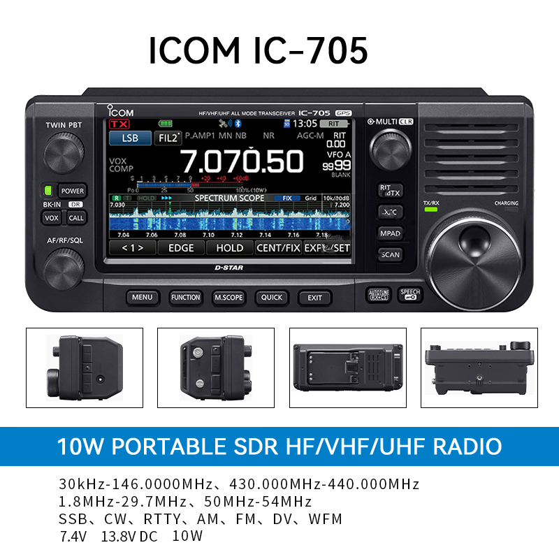 ICOM IC-705 Portable Transceiver - Multimode HF/VHF/UHF