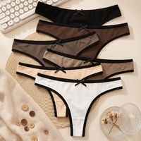Culottes string en coton pour femmes, couleur unie, respirantes et douces, taille basse, avec nœud décoratif