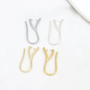 18k genuine gold color-preserving copper plated smooth U-shaped ear <b>hook</b> pearl DIY handmade <b>earrings</b> ear <b>hook</b> accessories with - Product Image 3