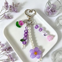 Nouveau Pendentif Sac Fleur BTS Original 2026, Porte-clés Fait Main en Perles Tulipe pour Femme
