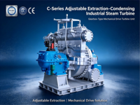Turbine à vapeur industrielle Bowzon 8MW Série C à condensation par extraction avec unité de réduction de vitesse 25000V 60Hz, écologique, au gaz naturel
