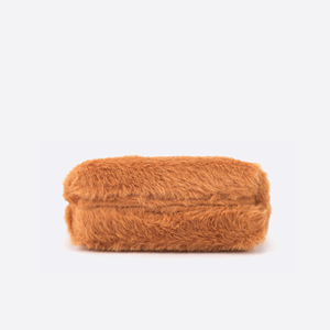Caramel Faux Fur <b>Mini</b> Cosmetic <b>Pouch</b> with Gold-Tone Zipper for Daily Makeup Coin Purse and Small Item Storage - Product Image 5