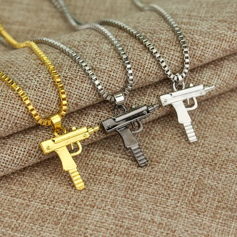 Mode Hip Hop Metall Halskette UZI Halskette Pistole Maschinen gewehr Anhänger personal isierte Halskette Fabrik Spot