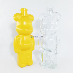 Botellas de licor de bebida de vidrio con forma de oso violento, botella de vidrio amarilla con tapón de corcho - Product Image 5