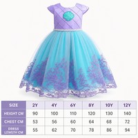 Ensemble de robe de princesse petite sirène pour filles, Costume de cosplay, robe de bal en tulle matelassé en satin avec bandeau sceptre, 2-12 ans