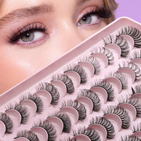5 paires de cils de maquillage professionnels naturels vaporeux russes faux cils de vison multi-pack plateau en vrac