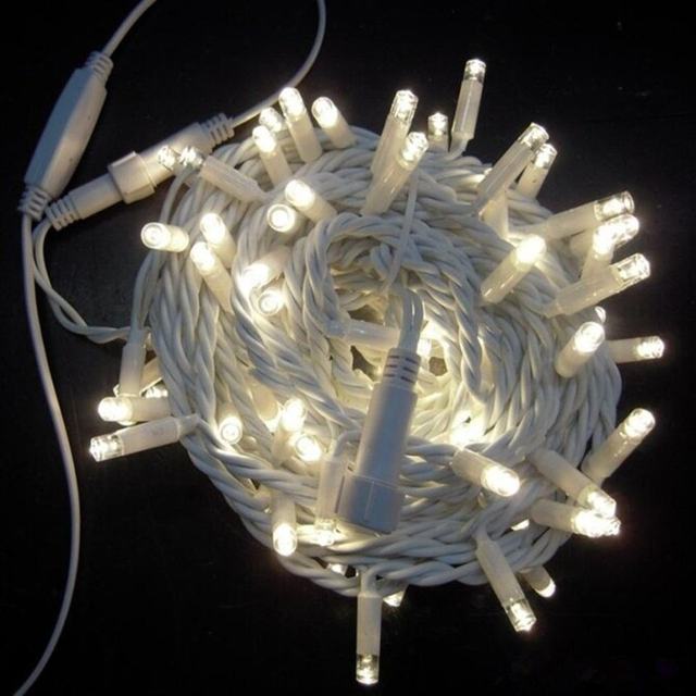 High Quality IP67 White Rubber Cable 10m LED String Christmas Lights Indoor/Outdoor Connectable Waterproof Plug Decorative