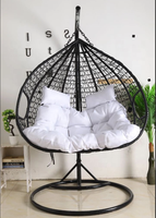 Fauteuil suspendu double en rotin avec support, style panier, pour jardin, balcon, salon, terrasse – Nouveauté très prisée