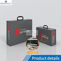 Boîte de présentation de pierres en acrylique transparente avec logo personnalisé, style moderne et luxueux, en marbre et quartz, valise en aluminium pour échantillons de produits