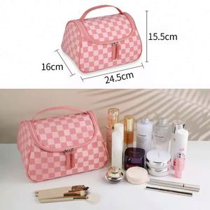 Muestra gratuita, nuevos estilos, estuche de maquillaje multifuncional de nailon con estampado a cuadros para viaje. - Product Image 6