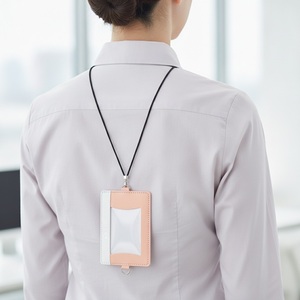 Porte-cartes en cuir abricot, étui pour cartes de visite, support de téléphone, logo personnalisé, cadeau d'entreprise, vente en gros - Product Image 2