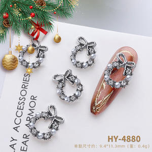 Luxe évider guirlande de noël ongles bijoux rose arc perle Art breloques bricolage ballerine arrondi doigt décorations approvisionnement en vrac - Product Image 6