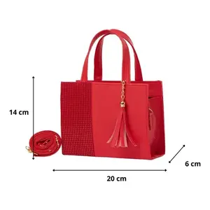 Sac bandoulière rouge pour femme Fana, motif géométrique, nylon imperméable, fermeture éclair, pompon, usage quotidien - Product Image 1