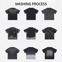 Nouveaux T-shirts graphiques imprimés surdimensionnés en molleton épais effet vieilli, coupe courte, avec strass et délavage acide, style boxy pour homme