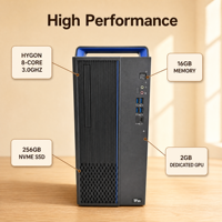Yüksek Verimli Masaüstü Bilgisayar Hygon 3350 8 Çekirdekli 3.0GHz 256GB M.2 SSD 16GB 2GB Ekran Kartlı 23.8 İnç Monitörlü Klavye Mouse Seti